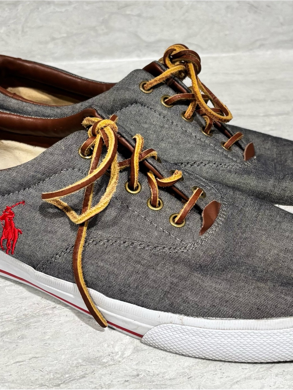Polo by Ralph Lauren Gray Canvas Lace-Up Sneakers